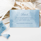 Blue Watercolor Elegante Wedding Details, Website Begleitkarte