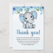 Blue Watercolor Elephant Baby shower Boy Dankeskarte (Vorderseite)