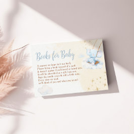 Blue Watercolor Elephant Books for Baby Shower Begleitkarte