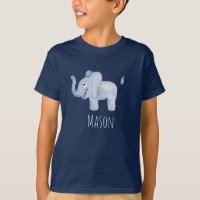 Blue Watercolor Elephant Safari mit Namen