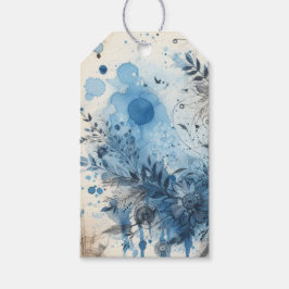 Blue Watercolor Ephemera Geschenkanhänger