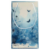 Blue Watercolor Ephemera Kleine Geschenktüte (Rückseite)