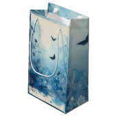 Blue Watercolor Ephemera Kleine Geschenktüte (Rückseite Schrägansicht)