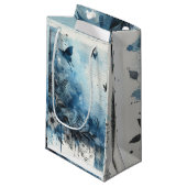 Blue Watercolor Ephemera Kleine Geschenktüte (Vorderseite Schrägansicht)