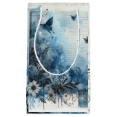 Blue Watercolor Ephemera Kleine Geschenktüte (Vorderseite)