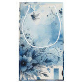 Blue Watercolor Ephemera Kleine Geschenktüte (Rückseite)