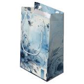 Blue Watercolor Ephemera Kleine Geschenktüte (Rückseite Schrägansicht)