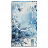 Blue Watercolor Ephemera Kleine Geschenktüte (Vorderseite)
