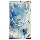 Blue Watercolor Ephemera Kleine Geschenktüte (Vorderseite)
