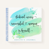 Blue Watercolor Erfolgreiche Frau Script Dankbarke Notizblock (Vorderseite)