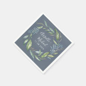 Blue Watercolor Eucalyptus Greenery Wreath Wedding Serviette (Ecke)
