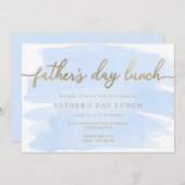 Blue Watercolor Father's Day Lunch Einladung (Vorne/Hinten)