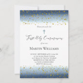  blue watercolor First Communion  Einladung (Vorderseite)