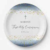 blue watercolor  First Communion Pappteller (Vorderseite)