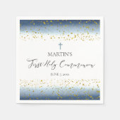 blue watercolor  First Communion Serviette (Vorderseite)
