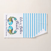 Blue Watercolor Fish Family Beach House Handtuch (Handtuch)