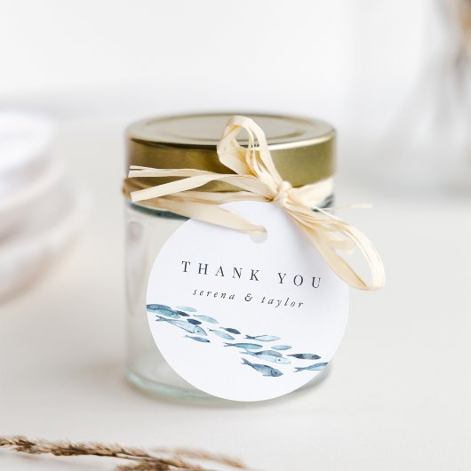 Blue Watercolor Fish Gastgeschenk Hochzeit Geschenkanhänger