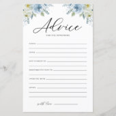 Blue Watercolor Floral Advice for the Newlyweds (Vorderseite)