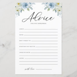 Blue Watercolor Floral Advice for the Newlyweds