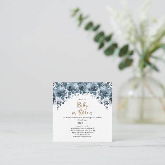 Blue Watercolor Floral Boy Babybuchanfrage Begleitkarte (Stehend Vorderseite)