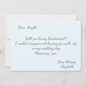 Blue Watercolor Floral Bridesmaid Card Einladung (Rückseite)