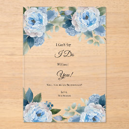 Blue Watercolor Floral Bridesmaid Vorschlag Karten