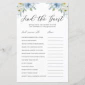 Blue Watercolor Floral Finden Sie das Gast-Duschsp (Vorderseite)