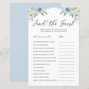 Blue Watercolor Floral Finden Sie das Gast-Duschsp