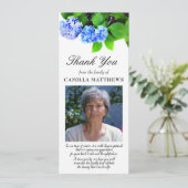 Blue Watercolor Floral Foto Bereavement Vielen Dan (Stehend Vorderseite)