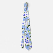 Blue Watercolor Floral Garden Neck Tie Krawatte (Rückseite)