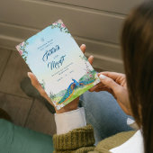 Blue Watercolor Floral Indian Peacock Wedding Einladung