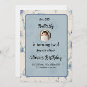 Blue Watercolor Floral Pattern Einladung (Vorne/Hinten)