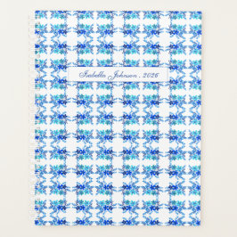 Blue Watercolor Floral Personalized Planner Planer