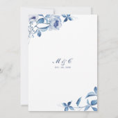 Blue Watercolor Floral Probe Dinner Einladung (Rückseite)