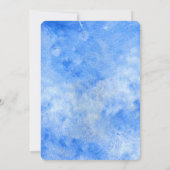 Blue Watercolor Floral Script Hochzeit Einladung (Rückseite)