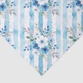 Blue Watercolor Floral Stripe Gift Wrapping Seidenpapier (Detail)