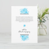 Blue Watercolor Floral Wedding Danke Karte (Stehend Vorderseite)