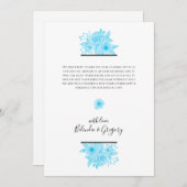 Blue Watercolor Floral Wedding Danke Karte (Vorne/Hinten)