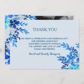 Blue Watercolor Floral Wedding Danke Notiz (Vorne/Hinten)