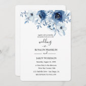 blue watercolor floral wedding Invitation Einladung (Vorne/Hinten)