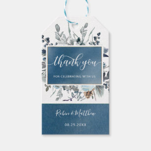 Blue Watercolor, Floral Wedding/other Danke Geschenkanhänger