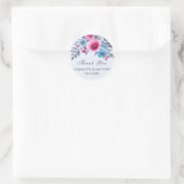 Blue Watercolor Floral Wedding Vielen Dank Runder Aufkleber (Tasche)