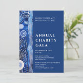 Blue Watercolor Floral Wohltätigkeit Event Gala Pa Einladung (Stehend Vorderseite)