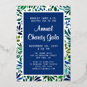 Blue Watercolor Floral Wohltätigkeit Event Gala Pa Folieneinladung (Vorderseite)