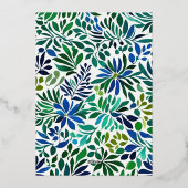 Blue Watercolor Floral Wohltätigkeit Event Gala Pa Folieneinladung (Rückseite)