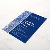 Blue Watercolor Floral Wohltätigkeit Event Gala Pa Folieneinladung (Gedreht)