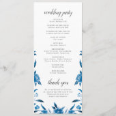 Blue Watercolor Florence Chinoiserie Hochzeitsprog Menükarte (Rückseite)