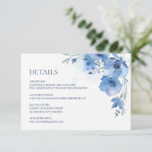 Blue Watercolor Flower Details Begleitkarte (Stehend Vorderseite)