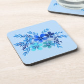 Blue Watercolor Flower Getränkeuntersetzer (Linke Seite)