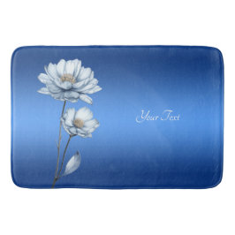 Blue Watercolor Flowers Bath Mat Badematte